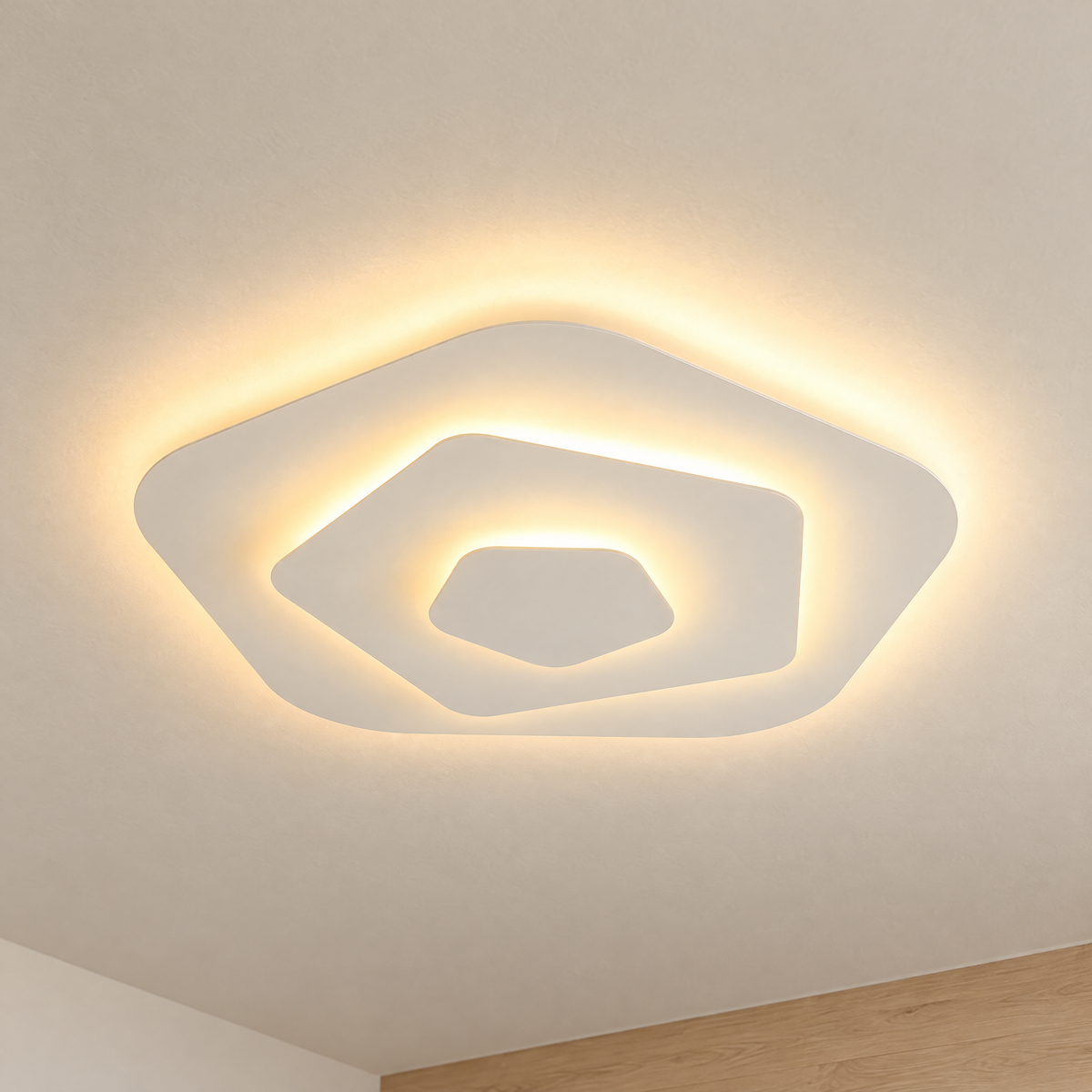 Tiered LED Flush Mount - Pentagon - Warm Light - Lapa Living Hero