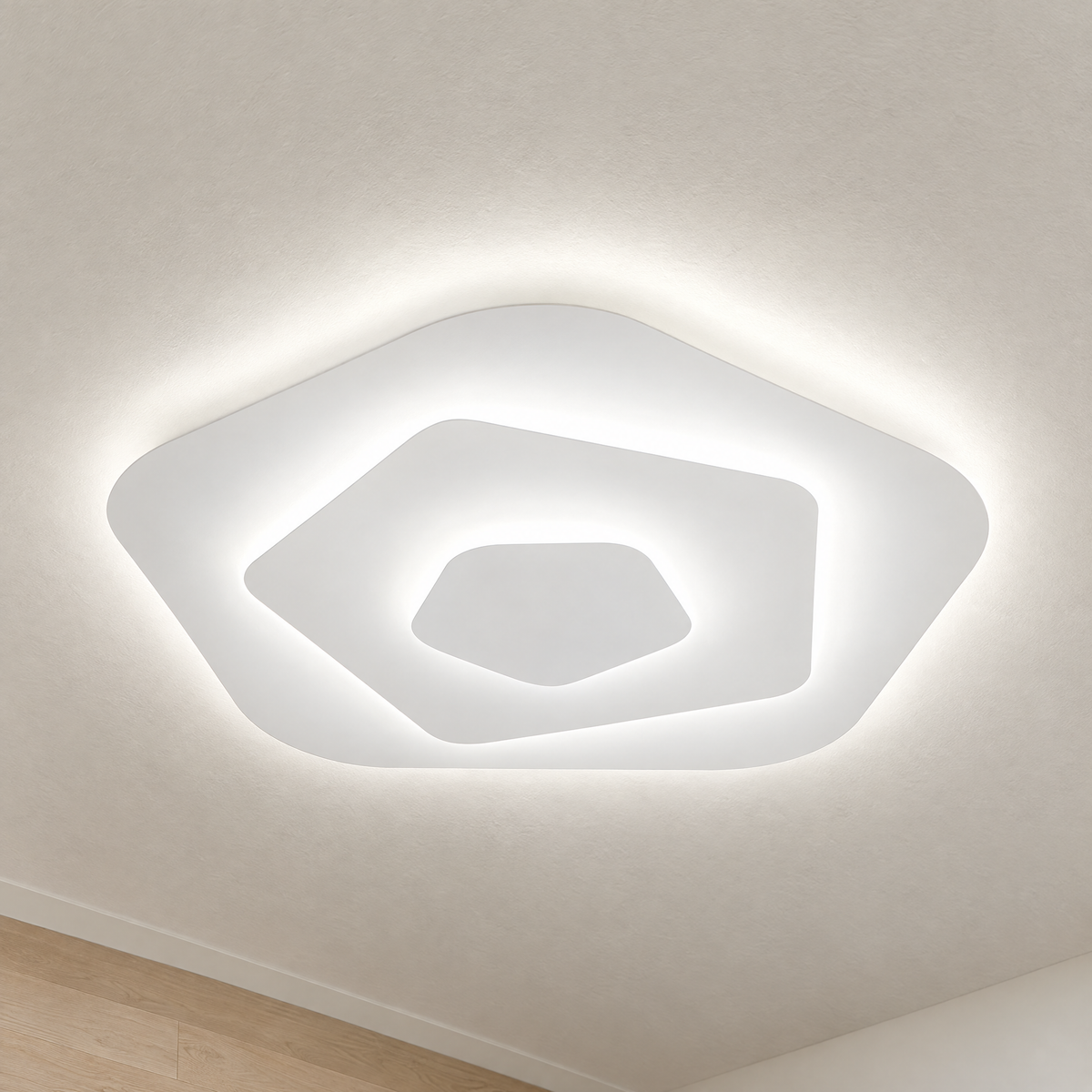 Tiered LED Flush Mount - Pentagon - White Light - Lapa Living Hero