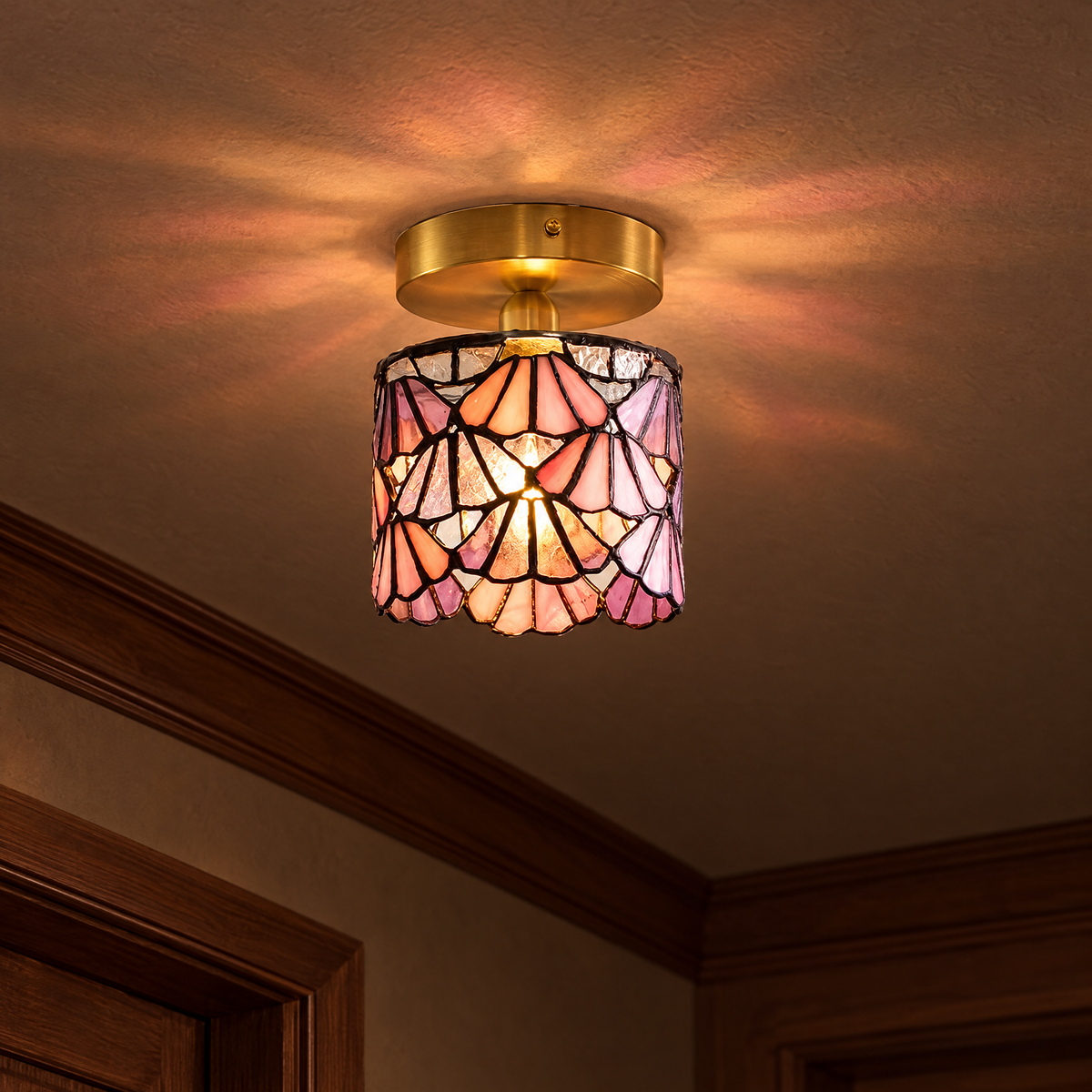 Tina Tiffany Ceiling Light - Pink - Lapa Living Hero